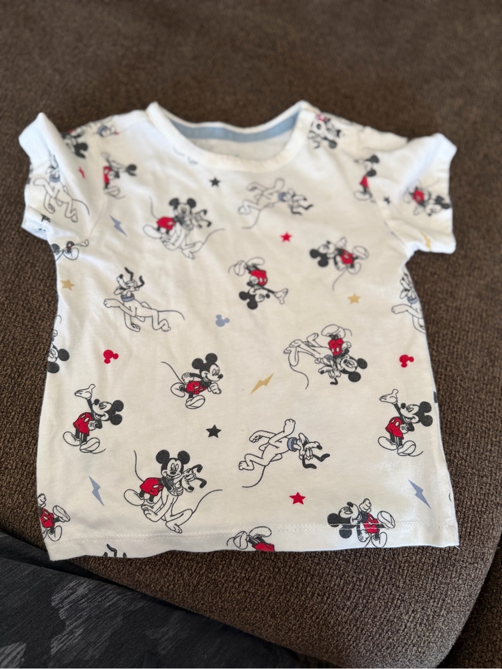 Disney White Short Sleeve Tee with Red & Black Mickey Print